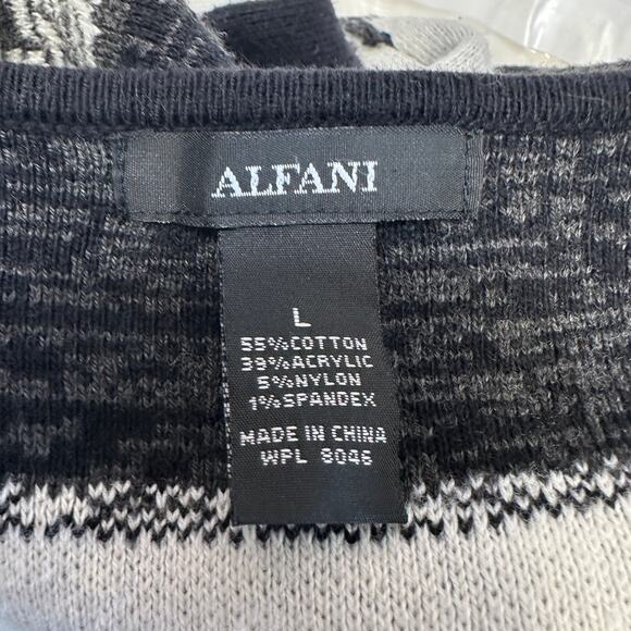Alfani Open Front Sweater Cardigan Womens L Black/White S/6X617 Monochrome Check - Picture 6 of 7